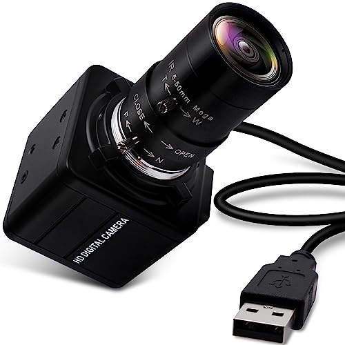 4K Ultra HD Webcam Varifocal HD 5-50mm Lente USB Mini Cámara Web 3840X2160@30fps USB con Cámara Sony IMX317 Sensor Cámara, USB UVC Zoom Conferencia Webcam para Mac/Ventana/Linux/Raspberry Pi