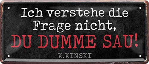WOGEKA ART Retro Blechschild - Ich verstehe die Frage Nicht, du dumme Sau - witziger Spruch als Geschenk-Idee Geburtstag Weihnachten Dekoration 28x12cm Vintage-Design Metall 848