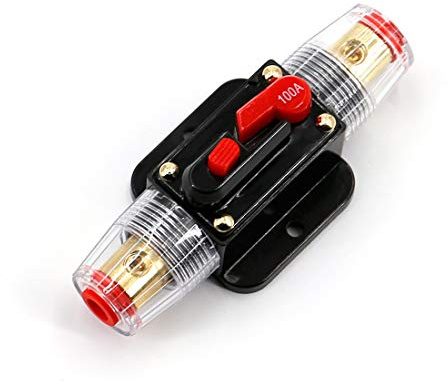 UTSAUTO Circuit Breaker 100Amp Resettable Fuse Circuit Breaker Auto Car Stereo Inline Fuse Holders Inverter, Manual Reset 12V-24V DC for Automotive Marine Boat Audio System Protection