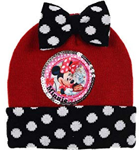 Minnie-Mouse Kinder Winter-Mütze mit Schleife für Mädchen, Größe:52