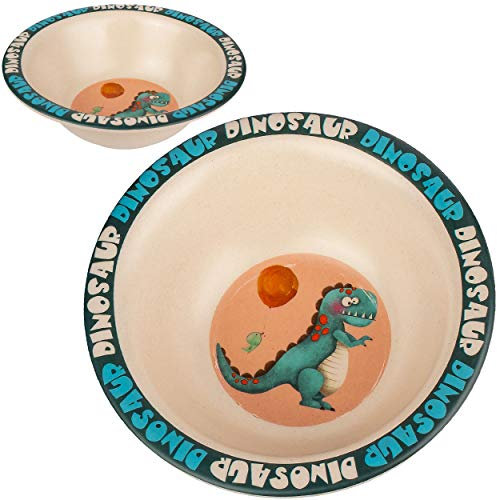 alles-meine.de GmbH Geschirr Artikelwahl Suppenteller/Müslischale - Dinosaurier - Ø 15,5 cm - Kindergeschirr - Frühstücksset für Kinder - Suppenschüssel Plastik Melamin - S..