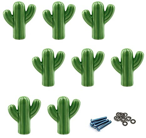 Zerniple Green Ceramic Handle Pull Door knobs Cabinet Handles for Children's Room (8 Pieces)