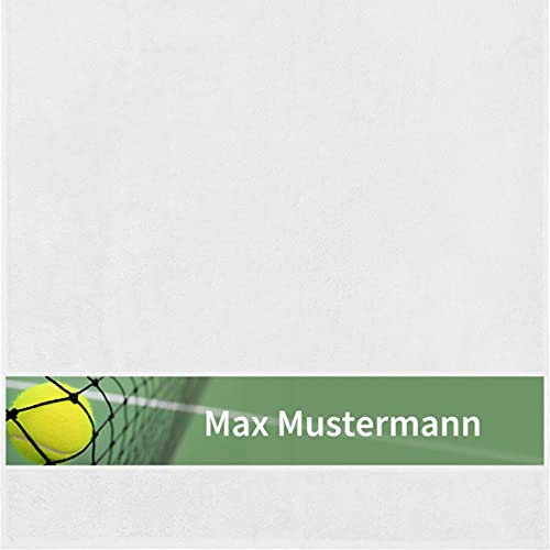 Manutextur Duschtuch mit Namen - personalisiert - Motiv Tennis 2 - viele Farben & Motive - Dusch-Handtuch - weiß - Größe 70x140 cm - persönliches Geschenk mit Wunsch-Motiv und Wunsch-Name
