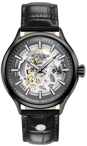 Roamer Herren Armbanduhr Competence Skeleton III 43 mm Armband Leder 101663 40 55 05N