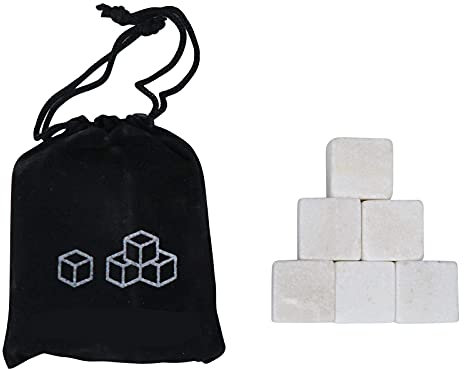 Aunye Hochwertiges Whisky Steine Set Inkl. 6er Eiswürfel Eissteine, wiederverwendbar Kühlsteine für Getränke,aus Granit with Velvet Pouch, Kühlsteine für Whiskey, Vodka, Gin & Wine (Weiß)