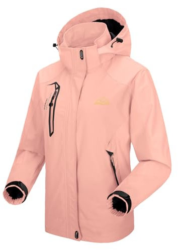 donhobo Damen Softshell Jacke Outdoor Funktionsjacke Freizeitjacke Leichte Wasserabweisend Winddichte Wandern Bergjacke Mantel mit Kapuze (Rosa, S)