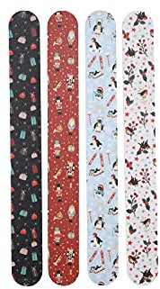 CGB Giftware | Set of 4 Christmas Nail Files | Double Sided Emery Board Nail Buffer | Beauty | Ladies Girls | Joy To The World | GB06227