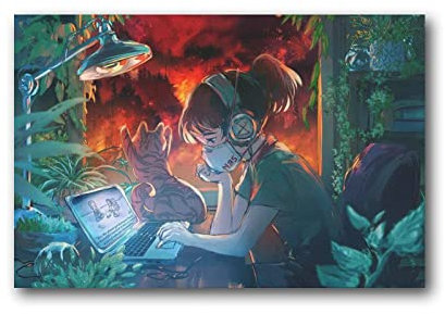 XINXUN Fantasy Art Concept Anime Fun Relax Cure Poster Lofi Cali Girl Meme Kunstwerke Bild Druck Poster Wandkunst Malerei Leinwand Geschenk Dekor Home Poster Dekorativ 30 x 45 cm