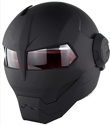 Motorcycle Full Face Helmet Iron Man Motorbike Moped Crash Helmet Lightweight Off-Road Skull Helmet for Adult Men Youth DOT Certified 7,XL=61-62CM