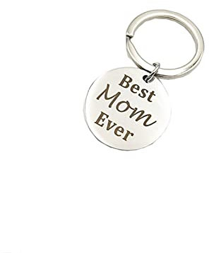 BCughia Schlüsselanhänger, Schlüsselanhänger Frau Elegant Rostfreier Stahl 25X25Mm Schlüsselanhänge mit Gravur Best Mom Ever für Weihnachten