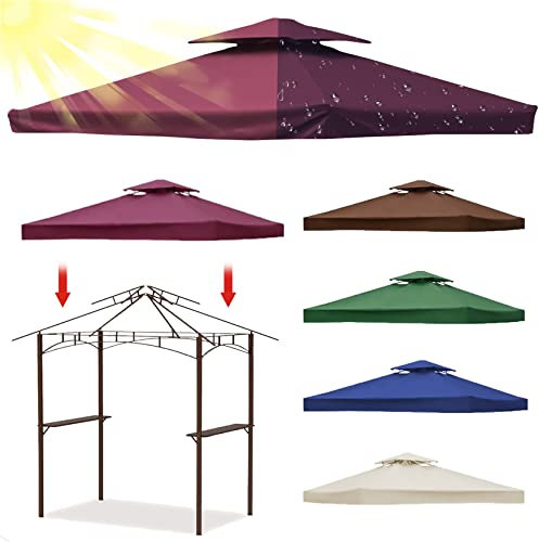 WULIDE Ersatzdach Pavillon 3x3 Wasserdicht Stabil Winterfest Sturmfest mit Kaminabzug Oxford-Stoff für Outsunny Metallpavillon Holzpavillon