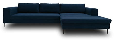 DOMO. collection Ecksofa Mendoza, Sofa in L-Form, moderne Eckcouch, bodenfreie Couch, Eckgarnitur, Polsterecke 244 x 173 x 83 cm (BxTxH), blau