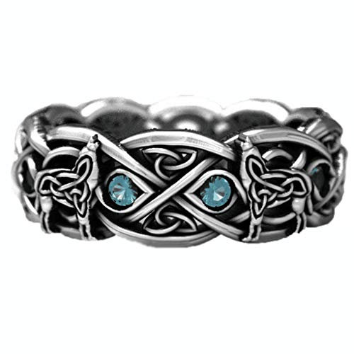 luoluoluo Herren Ring Creative Vintage Wolf Totem Ringe Cross Line Europäischer und Amerikanischer Trend Punk Ringe Schmuck Geschenk