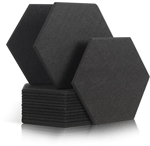 Rdutuok 12 Stück Akustik Panel,30x26x1cm Hexagon Akustik Absorber Schallschutzplatten Akustikpaneele Wand für Tonstudio, Büro,Studio und Wanddekoration (Schwarz)