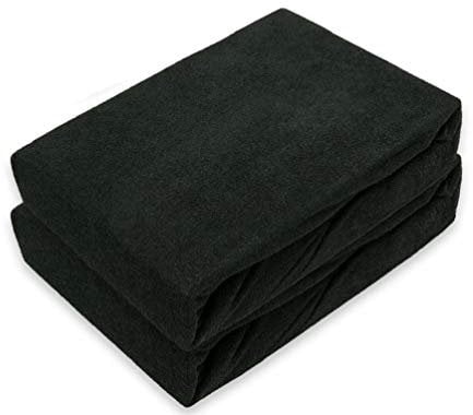 EXKLUSIV HEIMTEXTIL Frottee Spannbettlaken Premium Marke Doppelpack 60-70 x 140 cm Schwarz