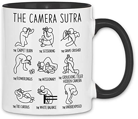 wowshirt Tasse The Camera Sutra Fotograf Fotografie Kamera Kameramann, Farbe:White - Black
