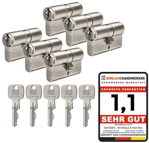 Winkhaus X-pert Profilzylinder, Knaufzylinder, Halbzylinder, Schließsystem Türzylinder Schließzylinder Zylinder Turschloss verschiedene Längen Set (6er Set | 6 Profilzylinder)
