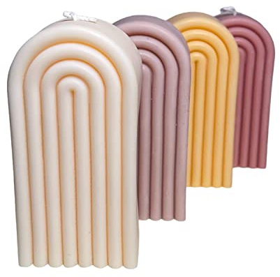 Rainbow Arc Candle | Nachhaltig Dekor Geometrisch Bogen Brückenbogen Geschenk Kerze aus Sojawachs | Handmade, Germany | vegan – 5,5 x 4 x 11,5 cm (Creme)