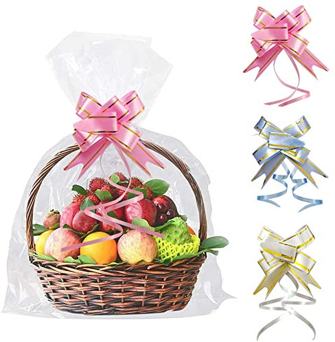 XPP Clear Cellophane Bags,30 Pieces Gift Cellophane Bags Large, Sweet Candy bags with 30 Pull Bows for Birthday Party Festivals Goodie Favor(50cm*30cm)