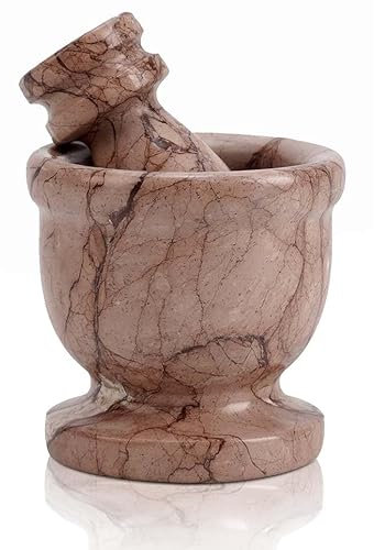 Radicaln Marinara Marmormörser und Stößel-Set, 6,3 cm, handgefertigt, Gewürzmühle & Knoblauchzerkleinerer für Küche, Mörser und Stößel, Set, kleine Kräutermahlen