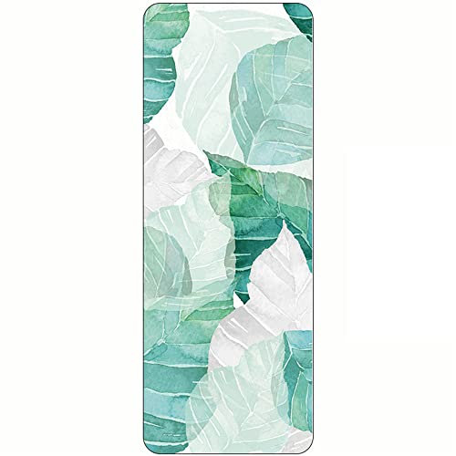 FANSU Tragbare Reise-Yogamatte 1,0mm Dick Faltbare Gymnastikmatte, Weich Leicht Übungen Trainingsmatte für Yoga, Pilates, Bikram, Stretching, Training und Bewegung (183x68cm,Grüne Blätter)