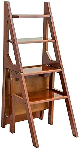 LEOSXA Hölzerner Tritthocker, Tritthocker Trittleitern Multifunktions-Haushalts-Klappleiter Vintage-Kreativitätsstuhl Massivholz-Trittleiter Tritthocker