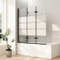 Duschwand für Badewanne 130x140cm 3-teilig Milchglas Streifen Faltbar Duschwand Schwarz Duschtrennwand Faltwand Badewannenaufsatz Duschabtrennung 6mm ESG Glas
