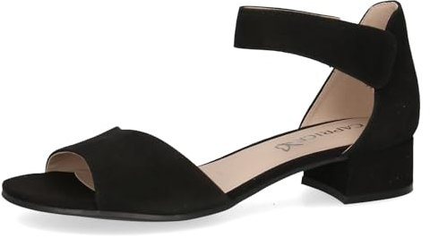 CAPRICE Damen Sandalen mit Absatz aus Leder mit Riemchen, Schwarz (Black Suede), 41 EU