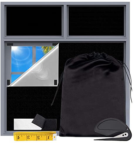 Qivine Verdunkelungsrollo Ohne Bohren, 183x91cm Fenster Verdunkelung Foile für Dachfenster, Tragbare Sonnenschutz Fenster Innen für Schlafzimmer, Reise, Urlaub