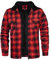 AOTORR Chemise de bûcheron rembourrée à capuche en polaire à carreaux pour homme, veste décontractée chaude à capuche manteau à manches longues doublé, Rouge, XXL