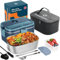 TRAVELISIMO - Fiambrera Electrica Extra Grande 1,8L - Taper Electrico para Comida 80W - Fiambrera Termica 3 en 1 12V/24V/220V - Fiambreras Comida Trabajo para Coche, Camión - Acero Inoxidable
