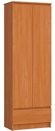 AKORD Büro-Bücherregal CLP 60 cm 1 Schublade und 2 Türen | Stehmöbel für Dokumente Bücher für einen Schlafzimmerschrank Wohnzimmer Schrank | Laminierte Platte 16 mm | Farbe Erle