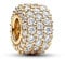 PANDORA Moments Funkelndes Dreireihiges Pavé-Charm aus Sterling Silber mit vergoldeter Metalllegierung, Zirkonia, Kompatibel Moments Armbändern, 762820C01