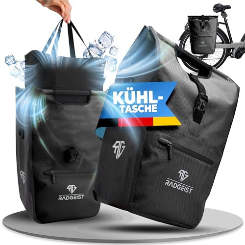 RADGEIST Fahrradtasche für Gepäckträger I Gepäckträgertasche Shopper mit herausnehmbarer Kühltasche I Fahrrad Einkaufstasche & Tragetasche 22-28 Liter