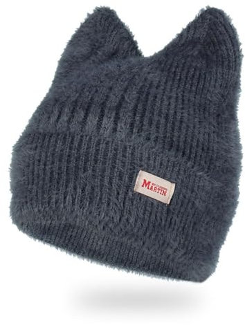 ZSYTF Modische Mütze mit Katzenohren für Damen, Strickmütze, Anime-Ohr, warme Mütze, Outdoor-Skimütze, Mädchen, winddichte Kopfbedeckung, Gy, Einheitsgröße