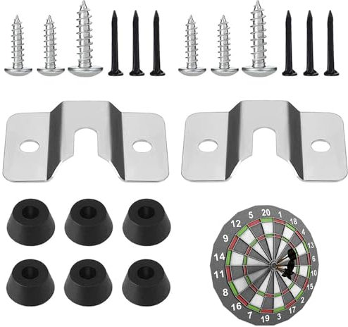 2 PCS Dartboard Bracket Set, Dart Board Hanging Wall Hook Kit, Dartboards Hanger Fixing Accessories, Darts Holder Includes Screws and Stabilisers, Wall Mounting Bracket Hooks for Handing Hook