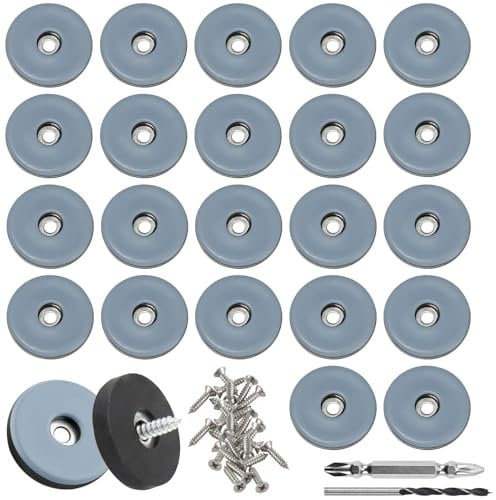 Teflongleiter zum Schrauben 24STK Bodengleiter Ø38 mm Teflongleiter mit 24STK Edelstahlschrauben 2 Bohrer Möbelgleiter-Set Effektiver Schutz Ihrer Möbel Stühle Böden PTFE Teflongleiter Schrauben