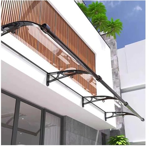 Front Door Canopy 100x240cm Polycarbonate Patio Rain Shelter Cover Curved Window Door Canopy with Large Sink for Front Back Door Porch ZHZHXR(Size:1.2x3m/3.94x9.84ft)
