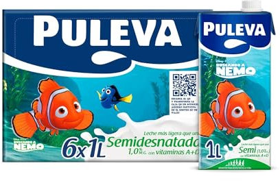 Puleva - Leche Semidesnatada con Vitaminas A + D, Fuente de Calcio, Sin Gluten, Sin Azúcar Añadido, Edición Especial - Pack 6x1L