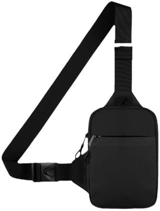 ZXYJMXN Schultertasche Herren, Mini Crossbody Bag Brusttasche Sling Bag mit Doppeltasche, Wasserabweisender Umhängetasche, Freihändig für Läufer, Workout, Wandern, Radfahren und Reisen, Schwarz
