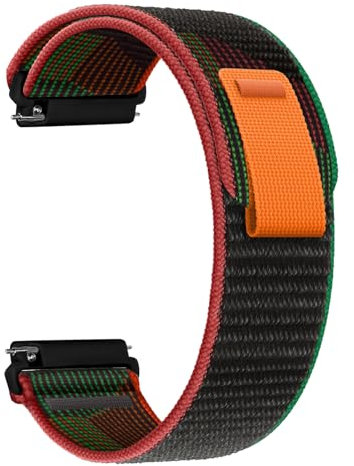 CeiBand Correa para 20 mm 22 mm, Nylon Pulsera de Deportivo Ajustable, Universal Banda, Muñequeras para Hombres Mujer - Rojo&Verde