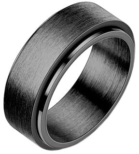 Ring Herren 8mm, Eheringe Titan Schwarz Spinner Ring Einfach Gebürstet Breit Damen Schmuck Komfort Fit Größe 54 (17.2)