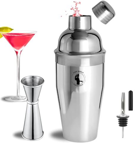 Cocktail Shaker Bar Set - 680.4 g Professioneller Martini Shaker mit eingebautem Sieb - Getränkemixer mit Messbecher und Ausgießer mit Staubschutz