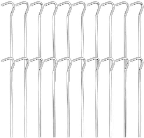 20 Small Tent Garden Ground Pegs Stakes, Zinc Plated Steel 17cm (6.7 Inch) for Outdoor Camping, Hiking, Gardening, Plant Support, Gazebo, Tarpaulin, Netting Hooks