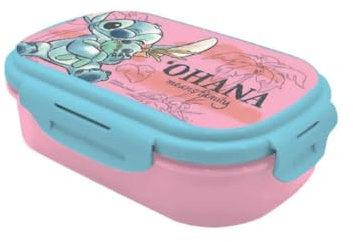 My sweety pop - Caja de merienda para niños, guarderías infantiles, escuelas, vacaciones, comidas, 21 cm, cubiertos de cocina, idea de regalo, sin BPA (Stitch - Rosa/Azul)