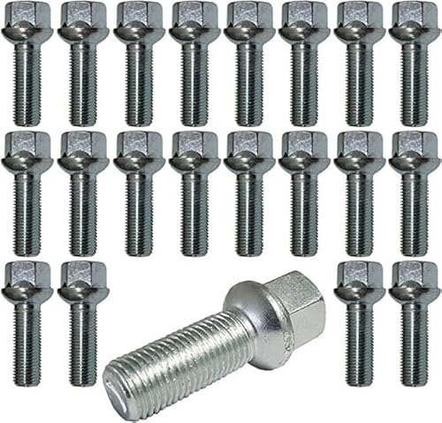 Lot de 20 boulons de roue M12 x 1,5 50 mm R12 compatibles avec jantes en aluminium Mercedes