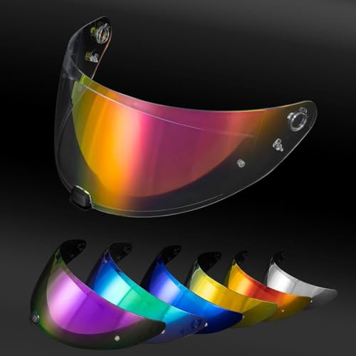 PSLER Helm Visier Verspiegelt für HJC i70 i10 HJ-31,Helmvisier Getöntes Visier Motorradhelm Zubehör Ersatz(Aurora Clear Rot)