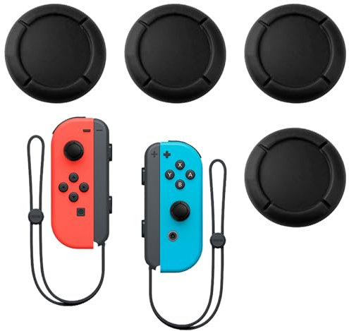 Bdfgh 4Pcs Replacement Button Covers for Nintendo Switch Joycon, Thumb Grips 3D Caps Button Caps Joystick Covers, Black Silicon Thumbsticks Protector for Switch/Lite Accessories