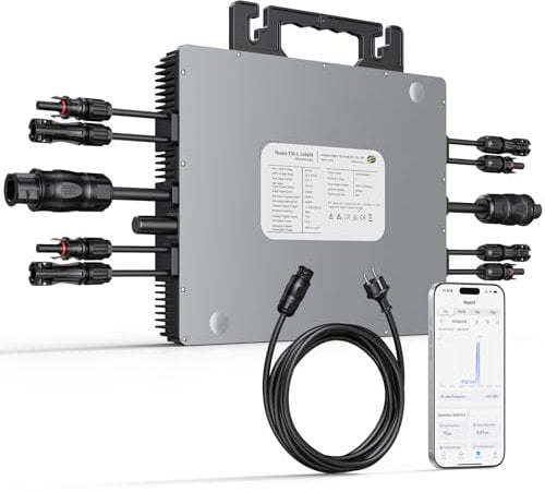 BATENORY Wechselrichter 1600 Watt mit WiFi & App, 4X MPPT Tracking Solar Wechselrichter 800W-1600W mit IP67 Wasserdichter für Balkonkraftwerk, Mikro Inverter mit 5m AC-Kabel(0% Steuersatz in DE)