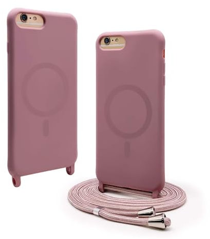 BGHHEU Silicone Coque Magnétique pour iPhone SE 2020 / iPhone 8 avec Cordon,Compatible avec MagSafe,Étui Housse Silicone avec Portable Lanyard Réglable, Rose Gold